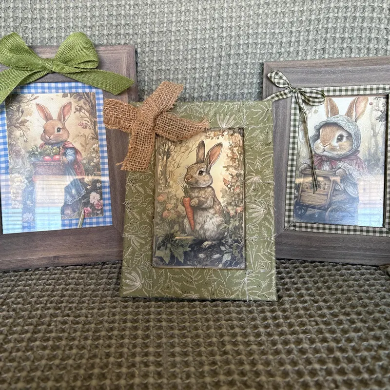 Upcycled Framed Bunny Print